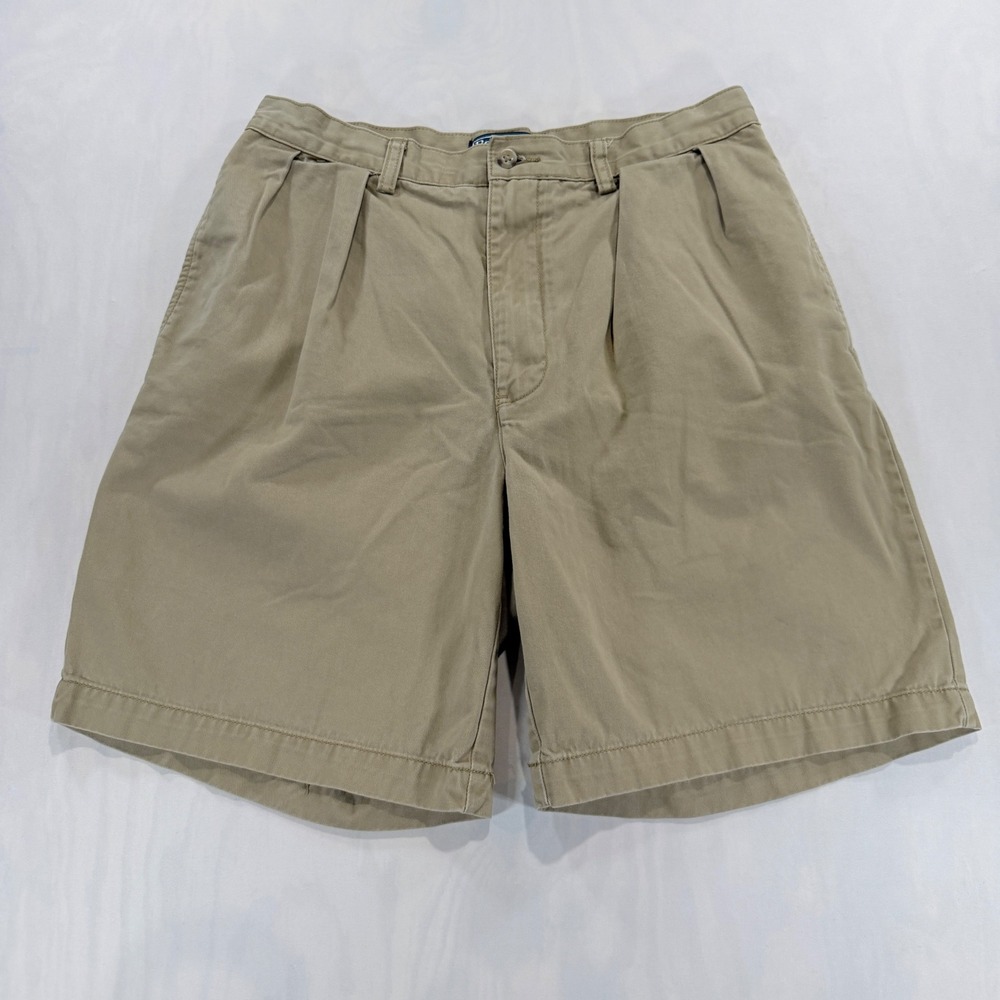 Polo Ralph Lauren Pleated Shorts Mens 32 Khaki Cotton Twill Chino Classic Luxury
